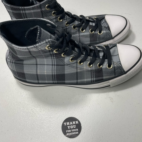 Converse Chuck Taylor All Star Black and Gray Plaid High-Top Sneakers 10 SB-BQ - Picture 2 of 10